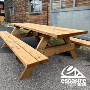 Table Pique Nique - 8 PLACES - traité classe 3 BRUN - 2.50x0.75x1.60 ml